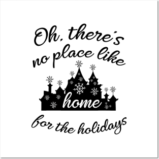 Castle Home for the Holidays in black - Posters and Art